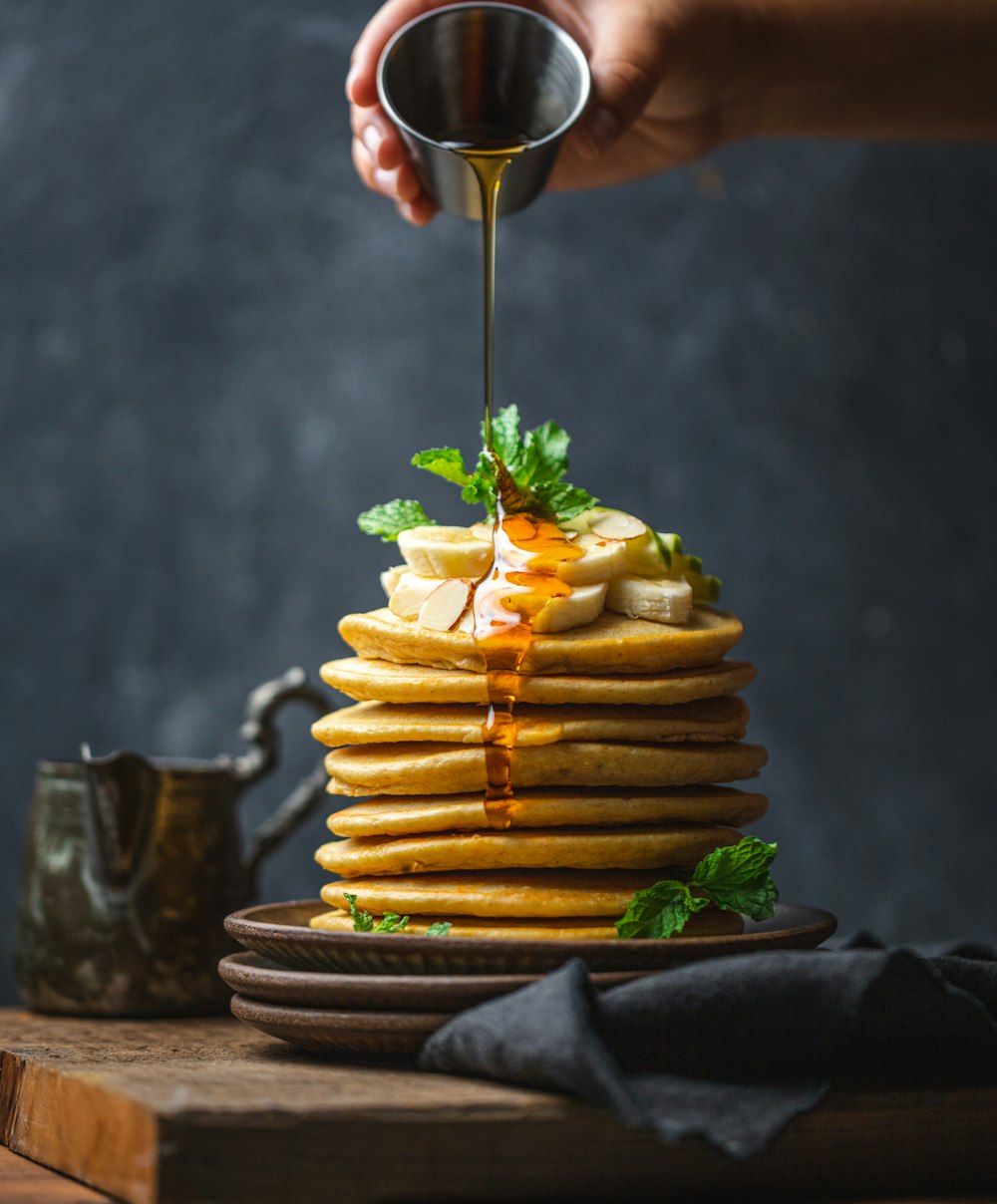 Stack of pancakes with syrup, a diner breakfast favorite